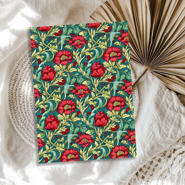 Papel De Seda William Morris inspirado en el verde polvoriento b (William Morris inspired burgundy dusty green Tissue Paper)