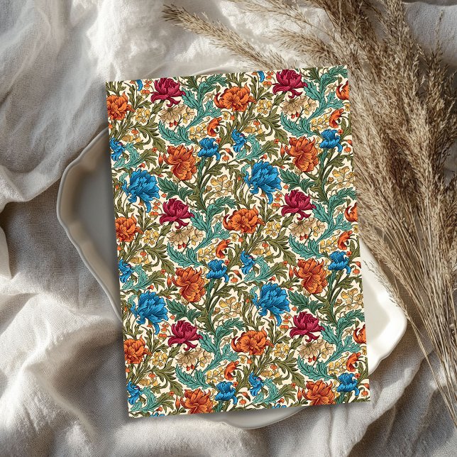Papel De Seda William Morris inspirado en la terracota azul past (William Morris inspired terracotta pastel blue Tissue Paper)