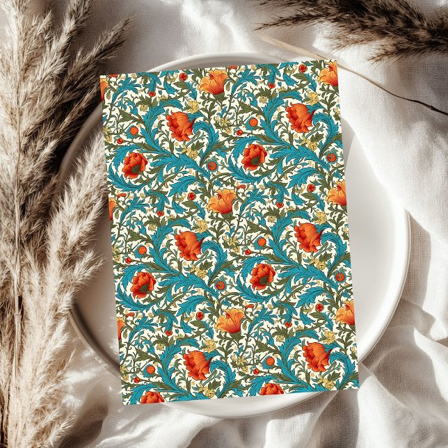 Papel De Seda William Morris inspirado en la terracota azul past (William Morris inspired terracotta pastel blue Tissue Paper)