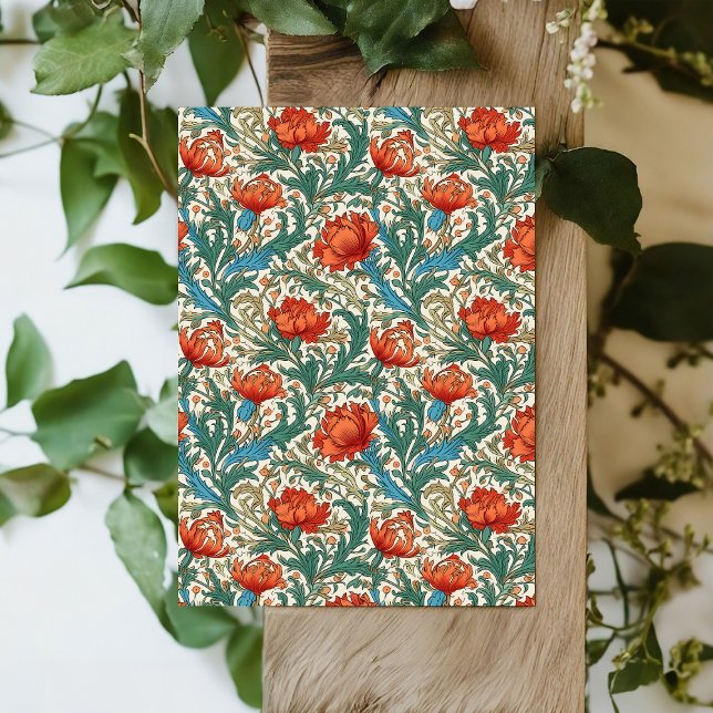 Papel De Seda William Morris inspirado en la terracota verde pas (William Morris inspired terracotta pastel green Tissue Paper)