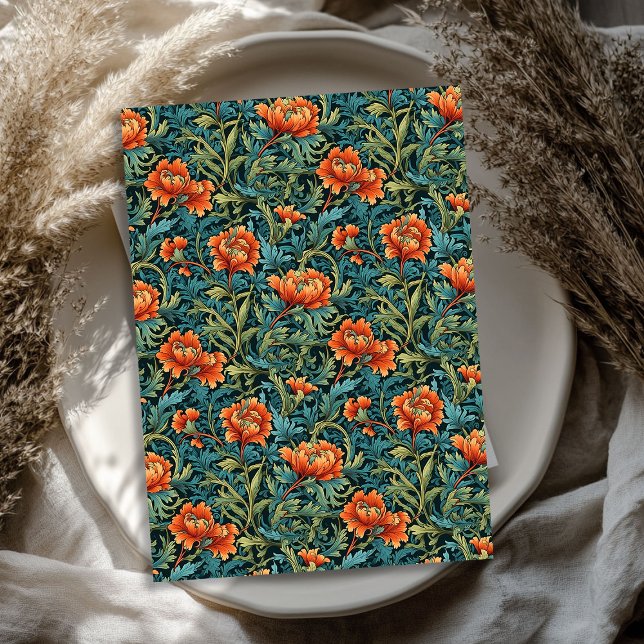 Papel De Seda William Morris inspirado en terracota polvoriento  (William Morris inspired terracotta dusty green Tissue Paper)