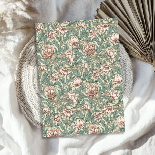 Papel De Seda William Morris inspirado en verde rosa pálido