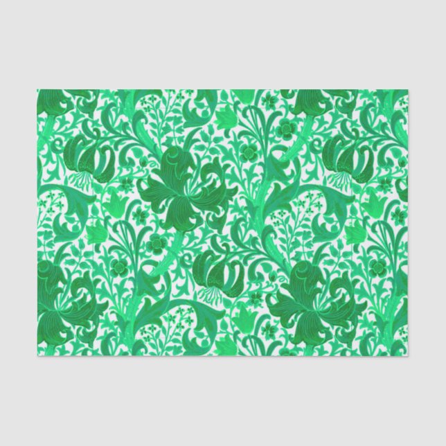Papel De Seda William Morris Iris y Lily, Jade Green (Anverso)