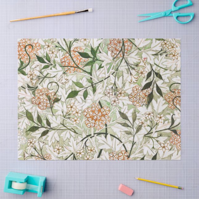Papel De Seda William Morris Jasmine Blossom Garden Design (Artesanía)