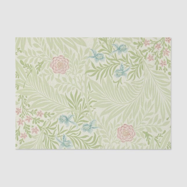 Papel De Seda William Morris - Larkspur - Flores y hojas rosas (Anverso)