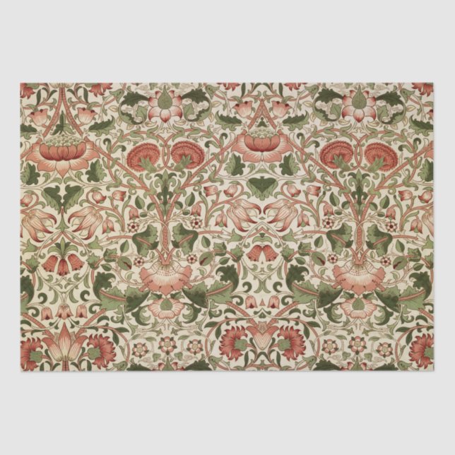 Papel De Seda William Morris Lodden Foliage Green Pink (Anverso)