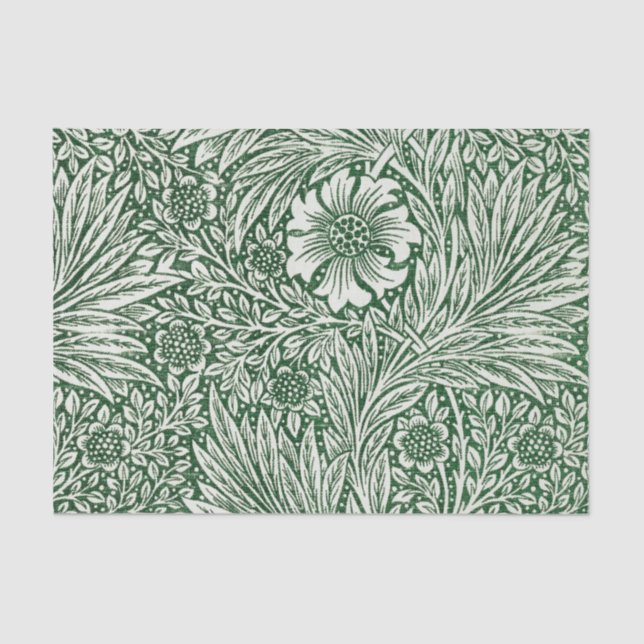 Papel De Seda william morris marigold flor floral verde (Anverso)