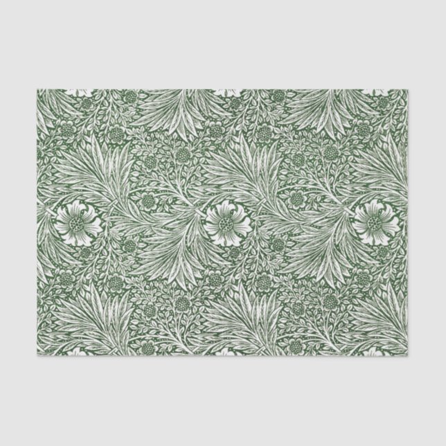 PAPEL DE SEDA: WILLIAM MORRIS : MARIGOLIS EN VERDE (Anverso)