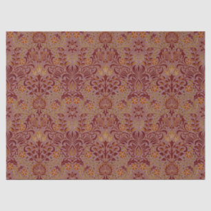 Papel De Seda William Morris Persa Floral Borgoña Rojo Granate