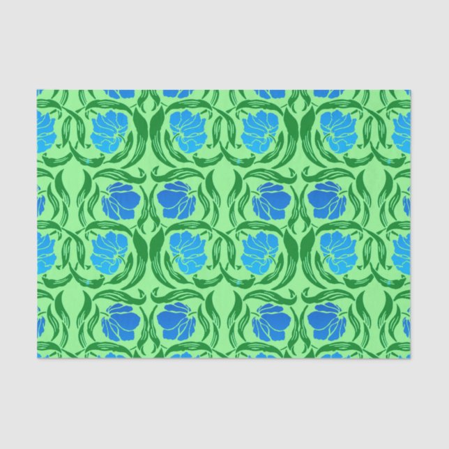 Papel De Seda William Morris Pimpernel, Blue & Lime Green (Anverso)