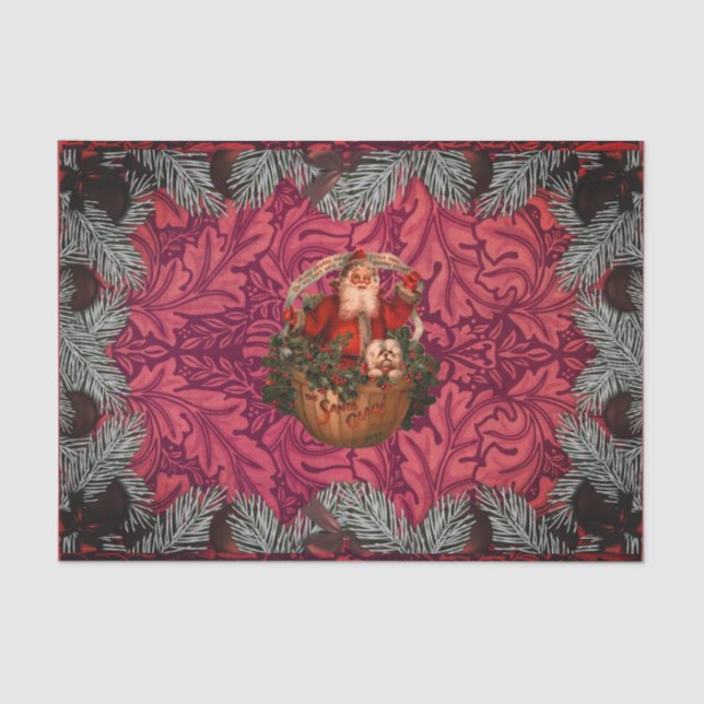 Papel De Seda William * Morris Santa Spruce Rich Cherry (Anverso)