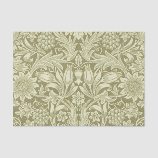 Papel De Seda William Morris Sunflower Green Flower (Anverso)