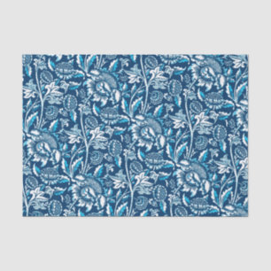 Papel De Seda William Morris Sunflowers, azul oscuro y blanco