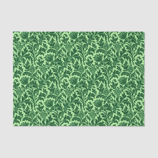 Papel De Seda William Morris Thistle Damask, Emerald Green (Anverso)