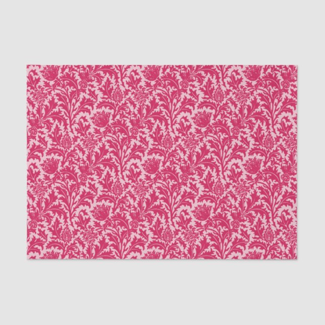 Papel De Seda William Morris Thistle Damask, Fuchsia Pink (Anverso)