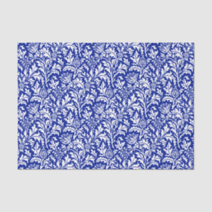 Papel De Seda William Morris Thistle Damask White sobre el azul
