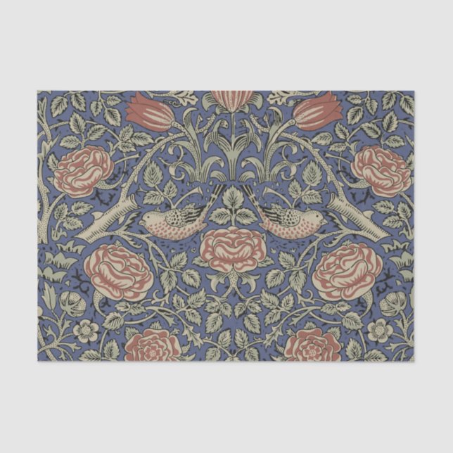 Papel De Seda William Morris Tudor Rosa Wallpaper (Anverso)