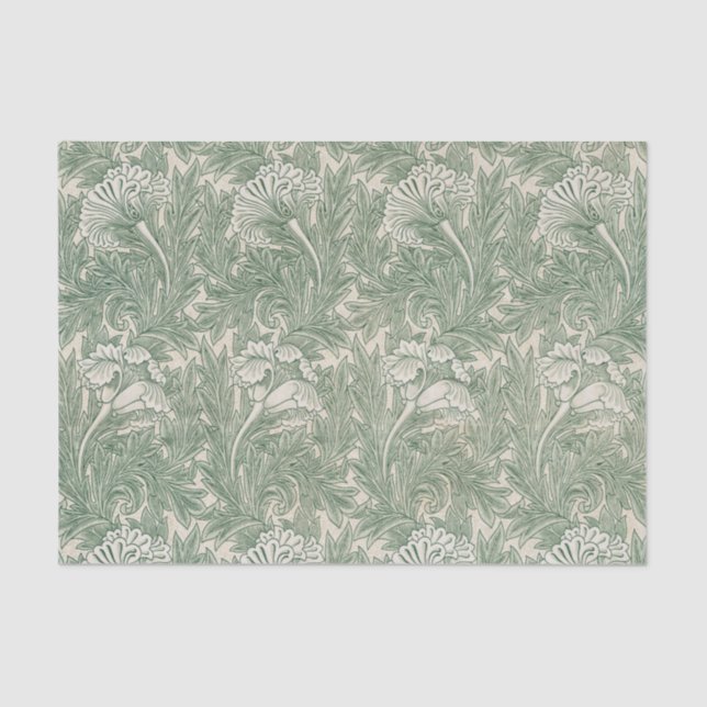 Papel De Seda William Morris tulip fondo de pantalla verde texti (Anverso)
