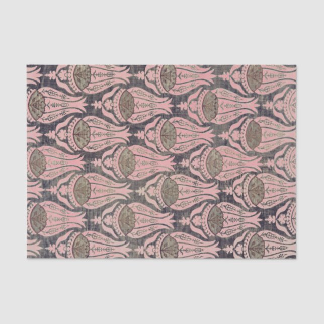 Papel De Seda William Morris TULIP GRIS Y Tejido PINO (Anverso)