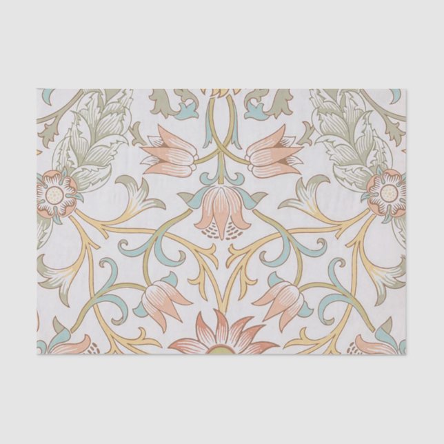Papel De Seda William Morris, Tulipanes rosados elegantes floral (Anverso)