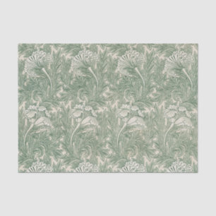 Papel De Seda William Morris Verde Salvia Estampado de Tulipán: