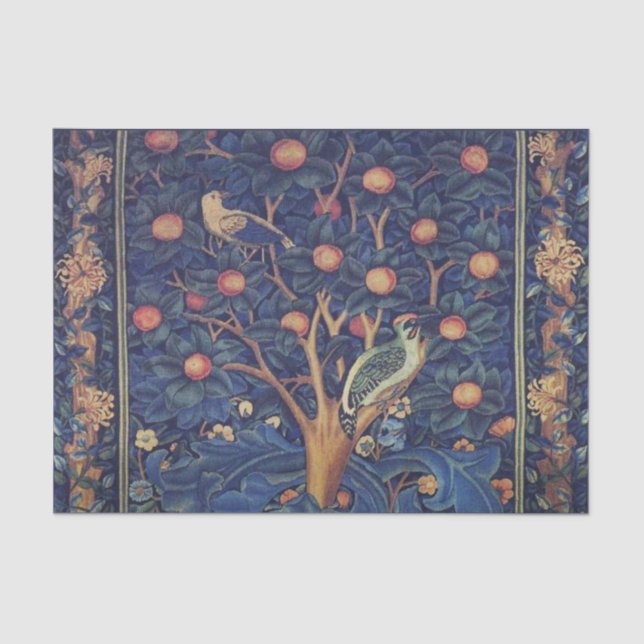 Papel De Seda William Morris Woodpecker Tapestry Arts & Crafts (Anverso)