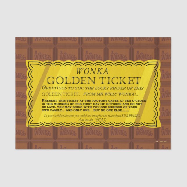 Papel De Seda Willy Wonka Golden Ticket (Anverso)