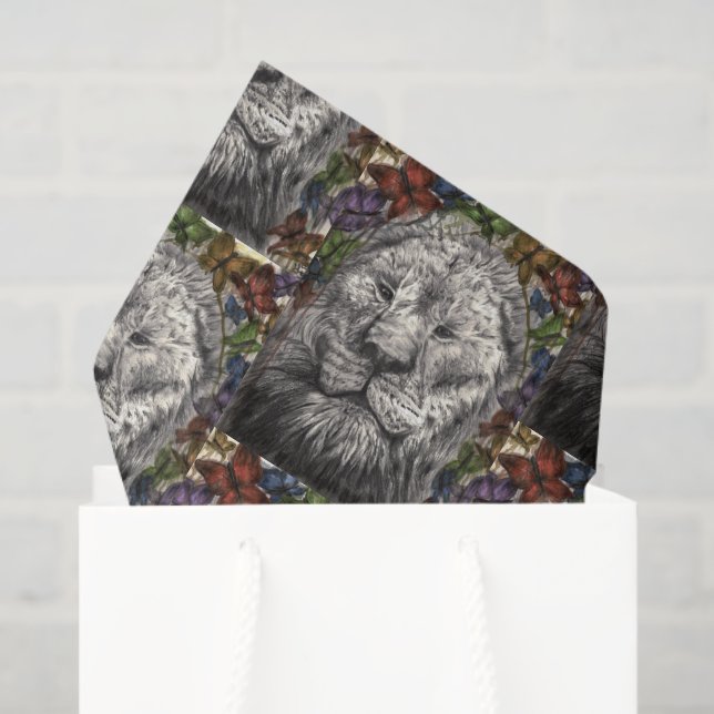 Papel De Seda Wind Beneath My Wings Lion Butterfly Wildlife Art (Bolsa de regalo)