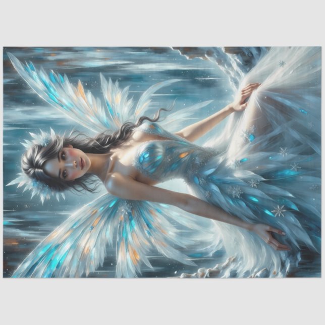 Papel De Seda Winter Angel Fairy Ice Kingdom Fantasy Decoupage (Anverso)
