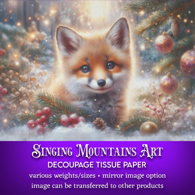 Papel De Seda Winter Baby Fox Navidades Woodland Decoupage (Subido por el creador)
