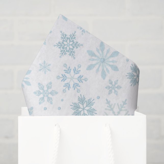 Papel De Seda Winter Blue Snowflakes Wrapping Paper (Bolsa de regalo)