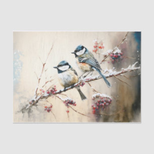 Papel De Seda Winter Chickadees