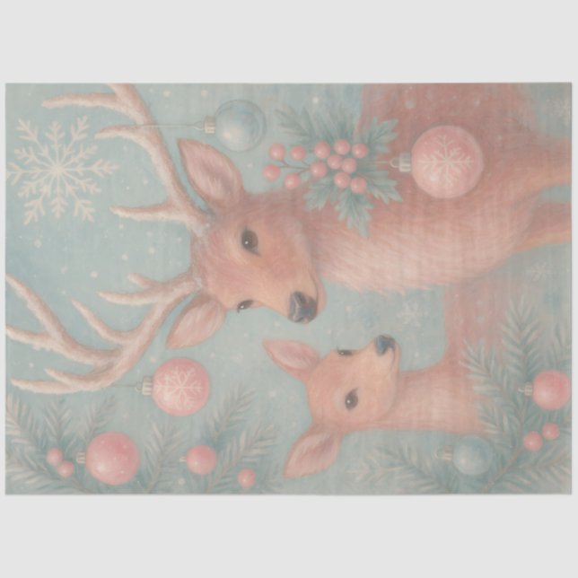 Papel De Seda Winter Fawns – Pastel Woodland Christmas Decoupage (Anverso)