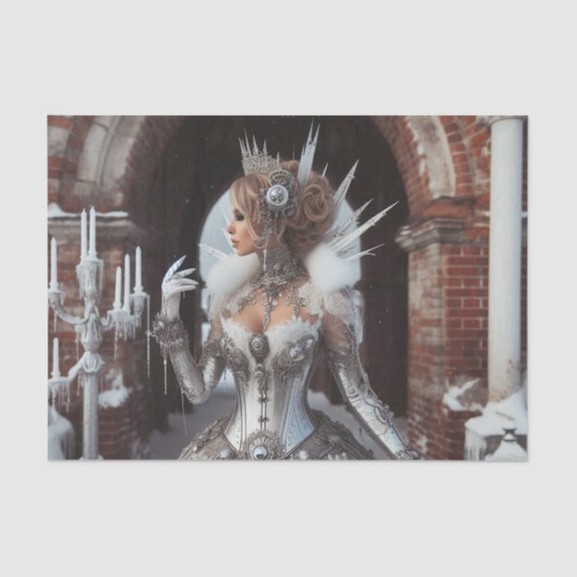 Papel De Seda Winter Ice Queen Steampunk Victorian Industrial (Anverso)