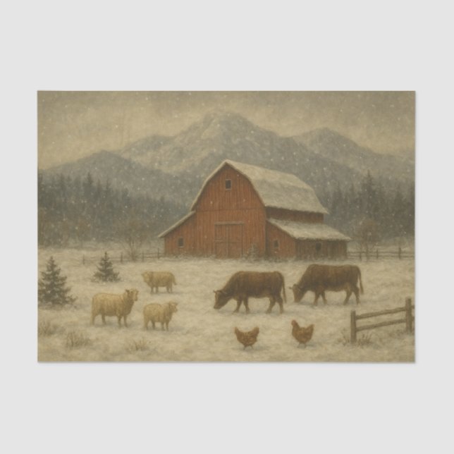 Papel De Seda Winter on the Farm (Anverso)
