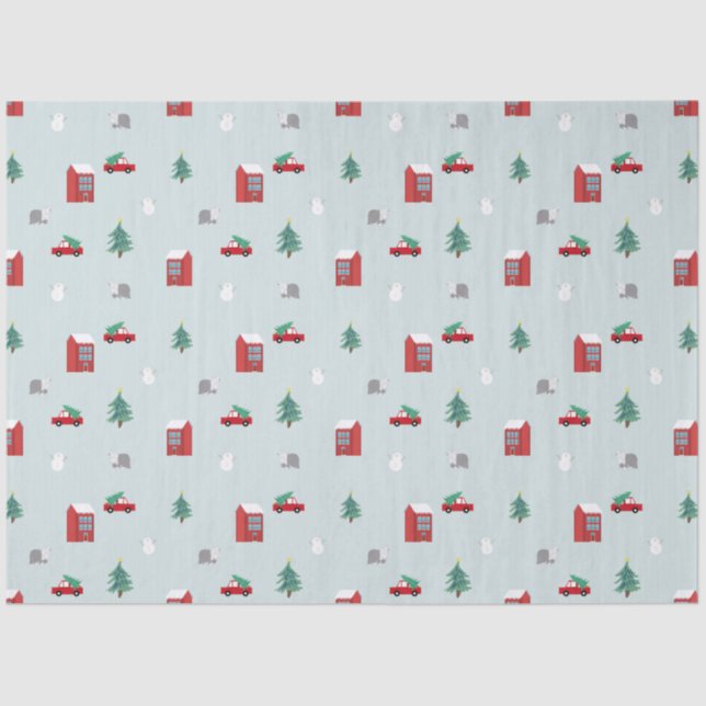 Papel De Seda Winter Village Tissue Paper - Christmas Gift (Anverso)