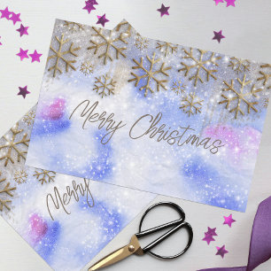 Papel De Seda Winter Wonderland con copos de nieve Purpurinoso d
