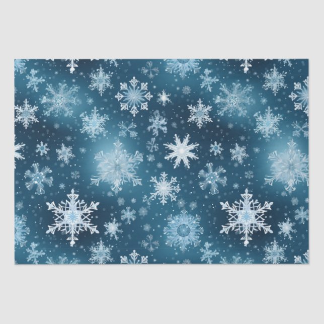 Papel De Seda Winter Wonderland Snowflakes Snowflakes Snowfall B (Anverso)