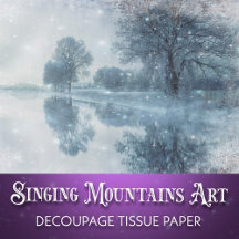 Winter Wonderland Snowy Forest and Pond Decoupage