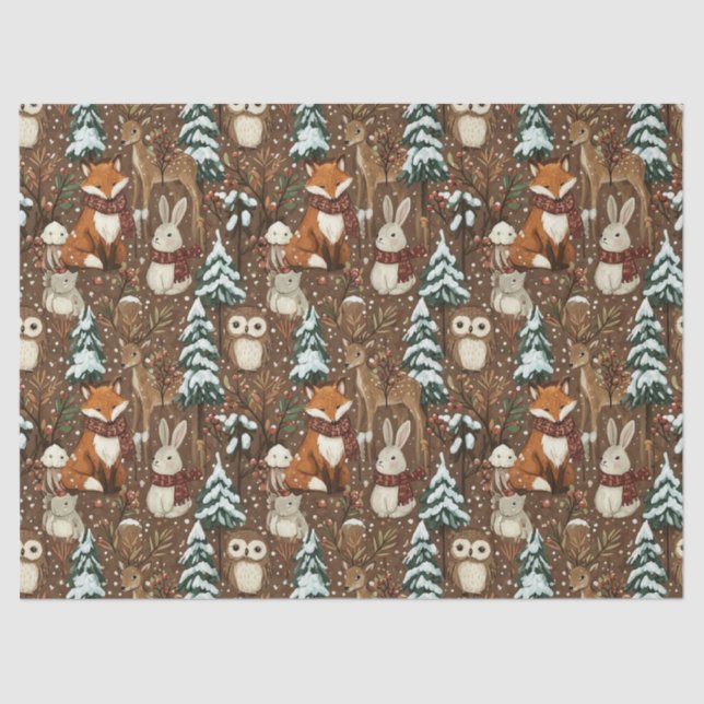 Papel De Seda Winter Woodland Friends – Cute Animals (4) (Anverso)