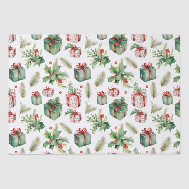 Papel De Seda winterberries y regalos (Anverso)