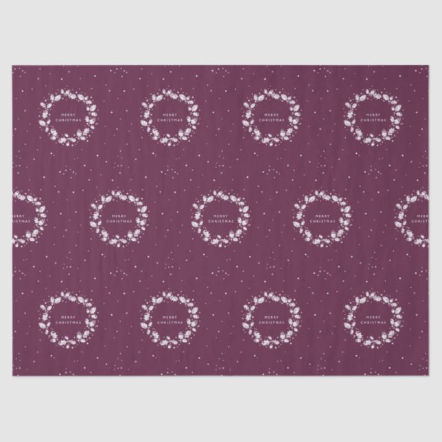 Papel De Seda Winterberry + White Merry Navidad Holly Wreath (Anverso)