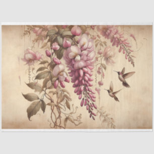 Papel De Seda Wisteria Vine Flores Rosa Desnuda