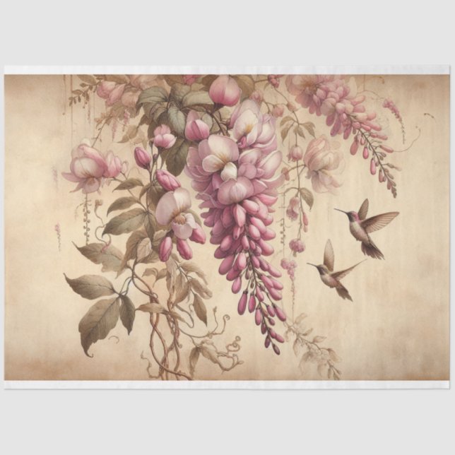 Papel De Seda Wisteria Vine Flores Rosa Desnuda (Anverso)