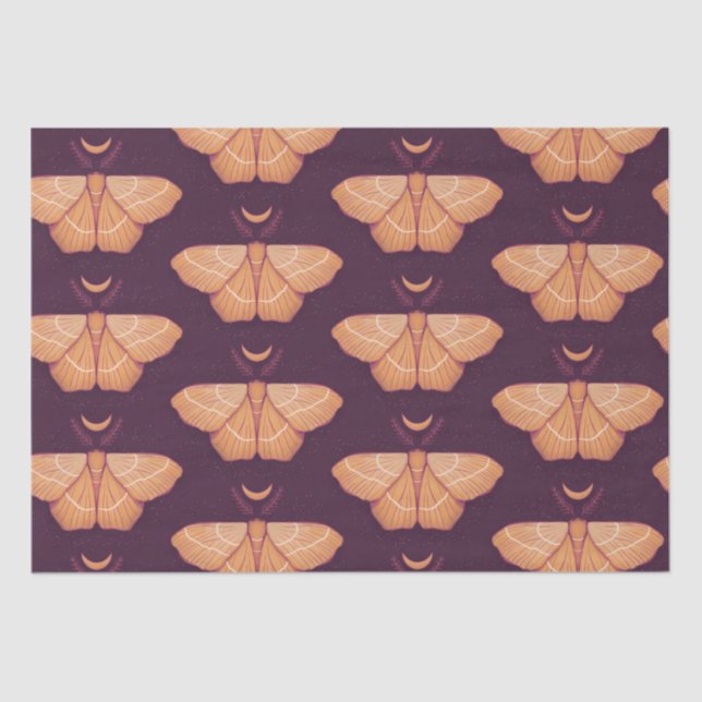 Papel De Seda Witchy Moth Moon Purple Magic Insect (Anverso)