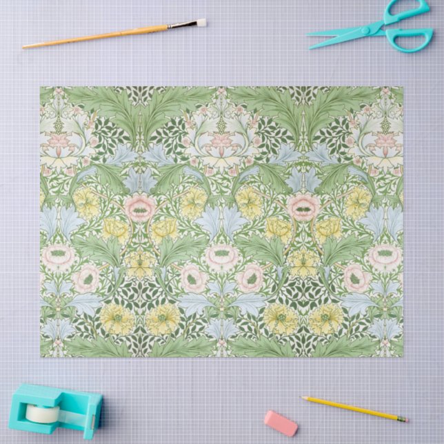 Papel De Seda Wm Morris Myrtle Floral Arte Nouveau Brillante (Artesanía)
