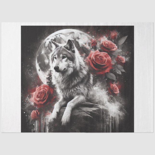 Papel De Seda Wolf Floral Moon (Anverso)