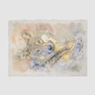 Papel De Seda Wolf Gray Hunter Autumn Watercolor