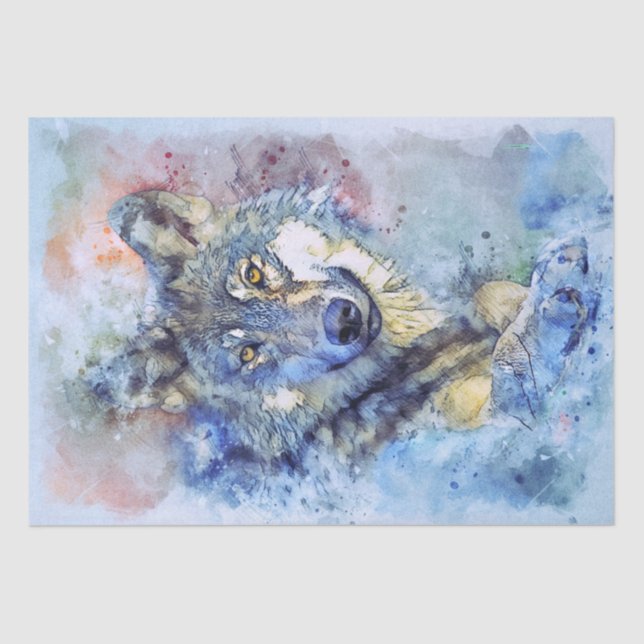 Papel De Seda Wolf Gray Hunter Watercolor (Anverso)