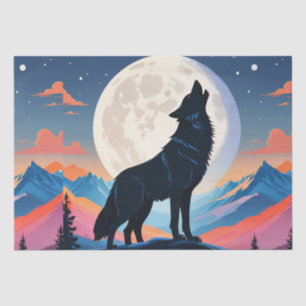 Papel De Seda Wolf Howling At The Moon